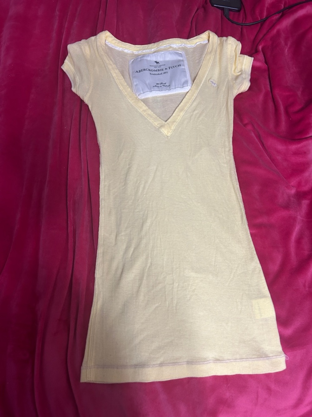 Abercrombie & Fitch Soft Yellow V-Neck Tee
